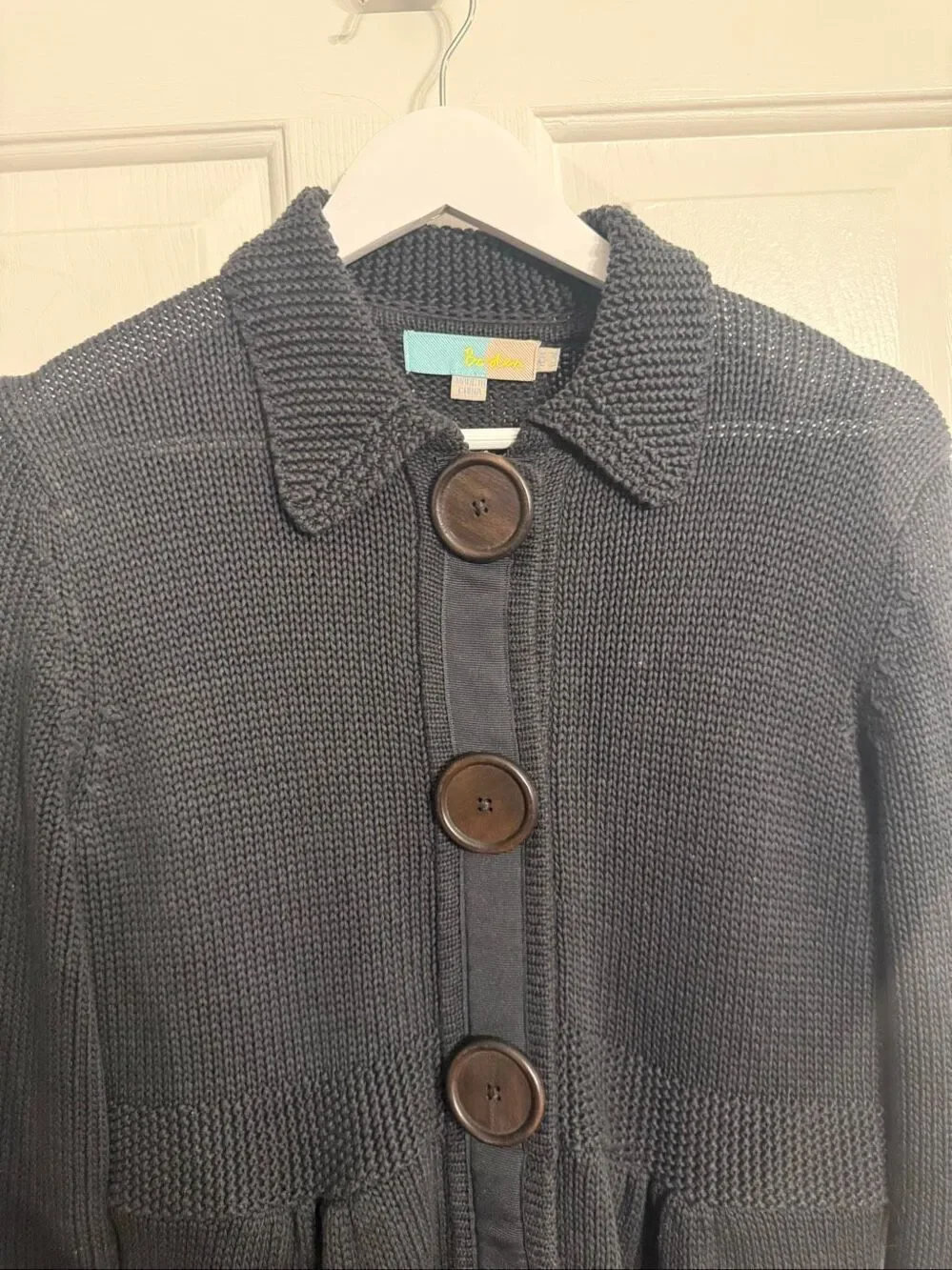 Boden Gray Long Line Snap Button Cardigan Sweater sz 10 EUC